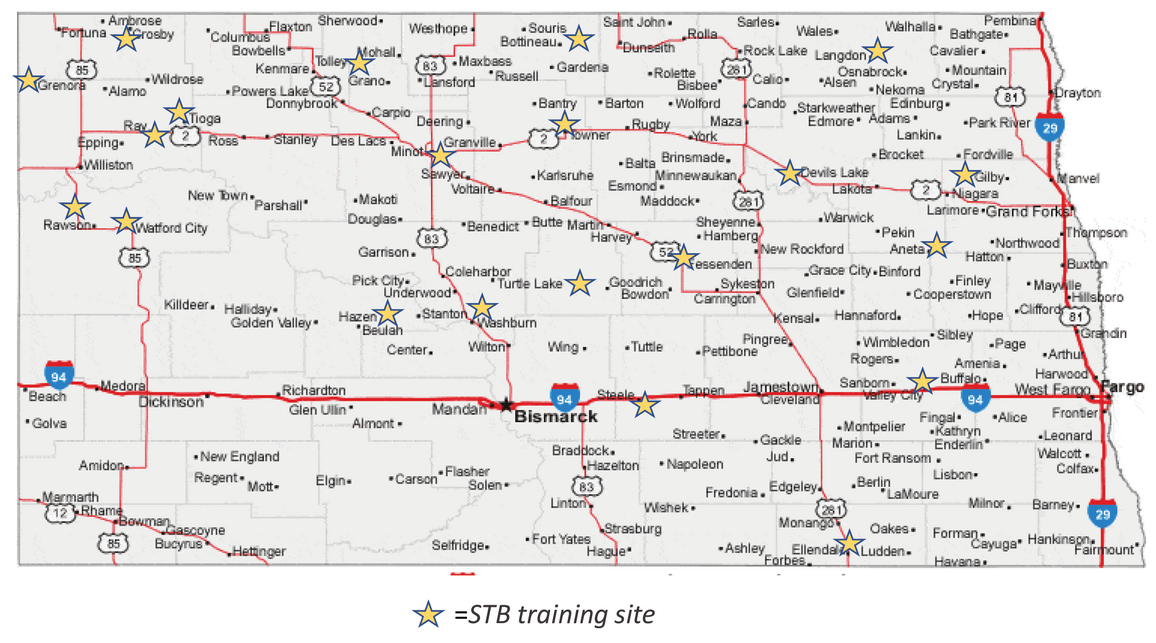 Map with STB training site 