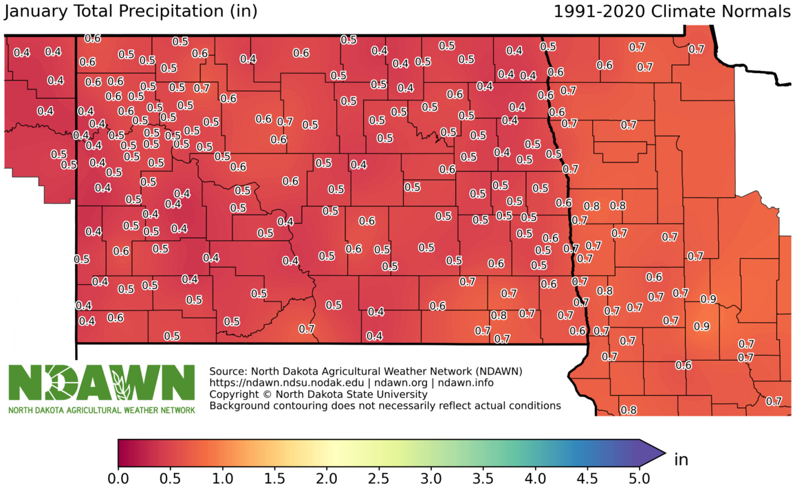 1991-2020 January Normal Precipitation 