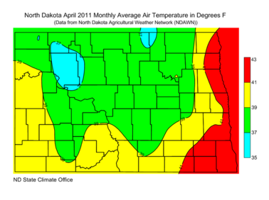 April Average Air Temperatures (F)