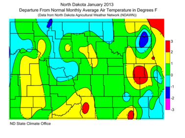 January Departure From Normal Average Air Temperatures (F)