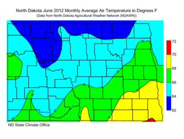 June Average Air Temperatures (F)