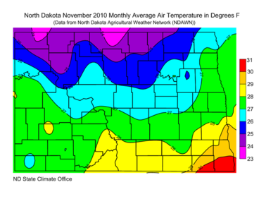 November Average Air Temperatures (F)