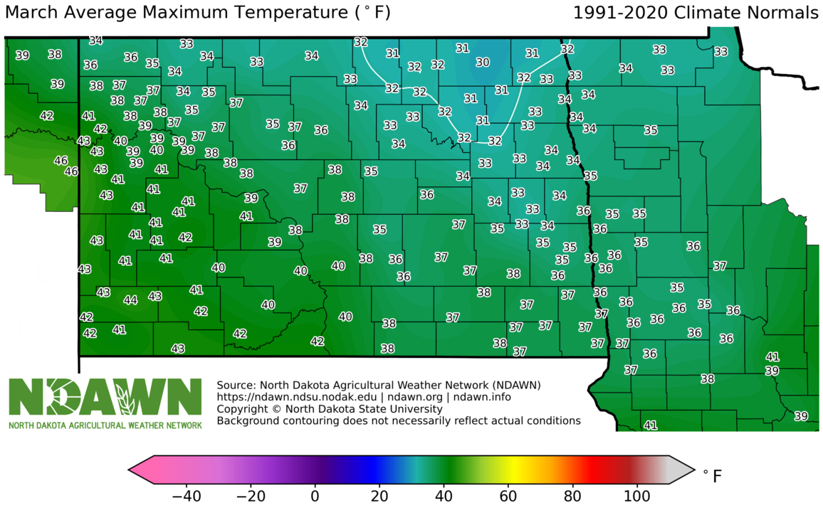 1990-2020 March Normal Maximum Temperature