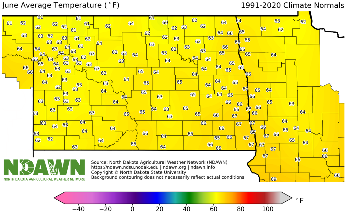 1991-2020 June Normal Average Temperature