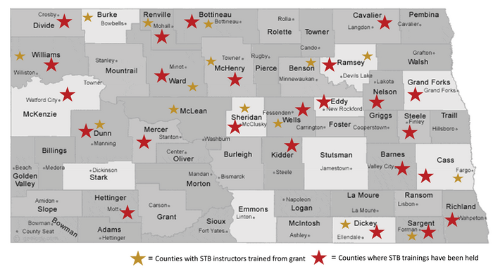 Map with STB training sites 
