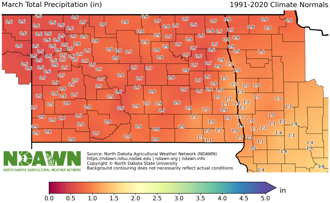 1991-2020 March Normal Precipitation 