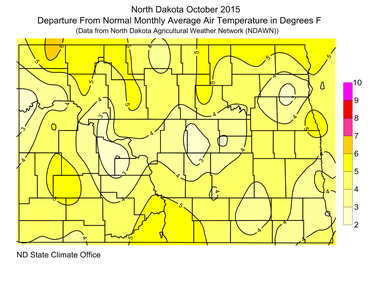 October Departure from Average Temperature
