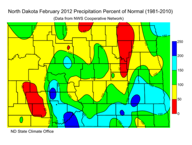 February Percent of Normal Precipitation