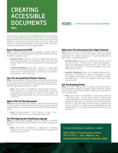 Creating Accessible Documents - PDFs
