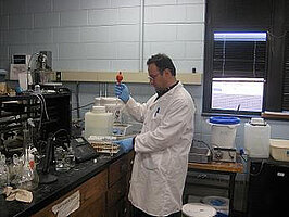 Halis Simesk working in the lab