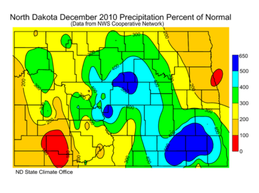 December Percent of Normal Precipitation