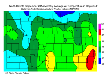 September Average Air Temperatures (F)