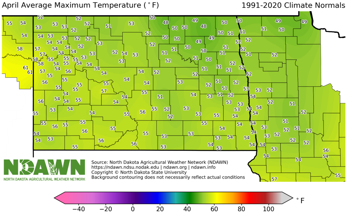 1990-2020 April Normal Maximum Temperature