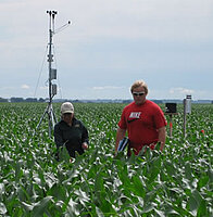 Wireless weather station in research field 