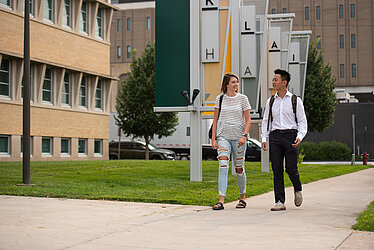 Students walking on the downtown campus