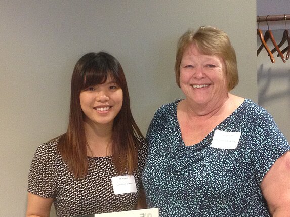 Picture of Scholarship Winner Mi Huynh with Carolyn Juell
