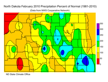 February Percent of Normal Precipitation