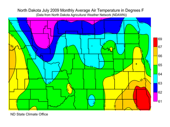July Average Air Temperatures (F)
