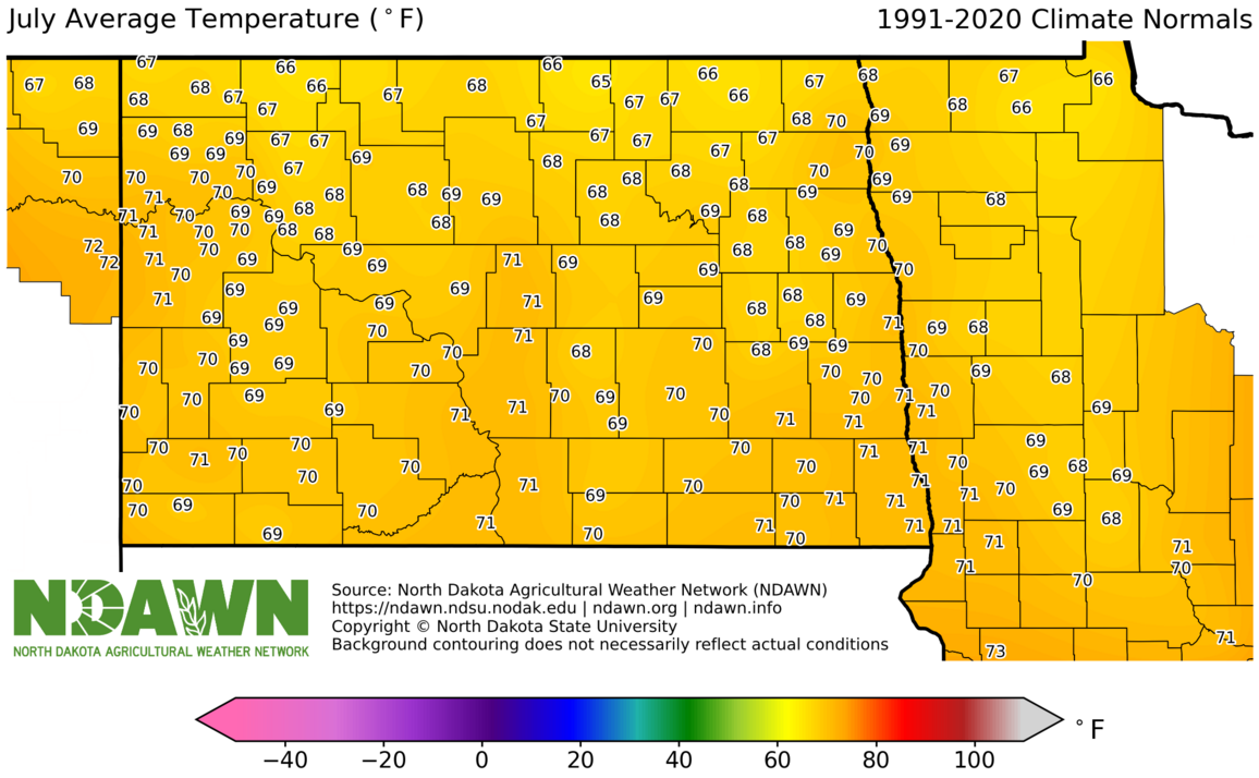 1991-2020 July Normal Average Temperature