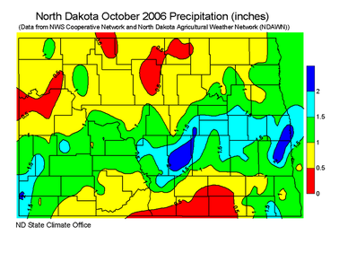 October Total Precipitation (inches)