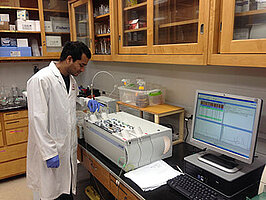 Atikur working in the lab