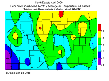 April Departure From Normal Average Air Temperature (F)