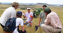 Dave Hopkins and Frank Casey with staff and students in the North Dakota badlands