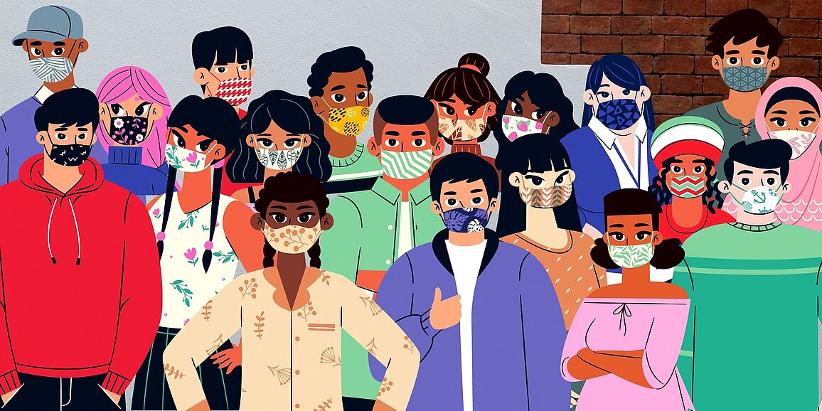 Illustration of masked people