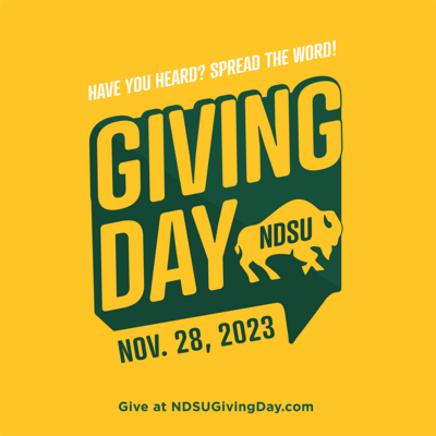 Artwork with text announcing NDSU Giving Day on Tuesday, November 28