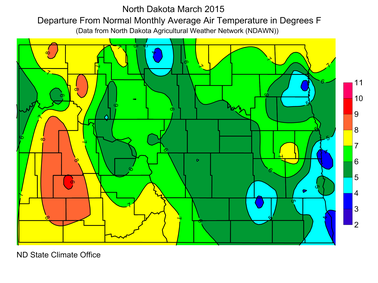 March Departure from Average Temperature