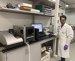 Tonoy working in NDSU's Nano Impact Lab