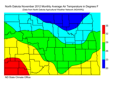 November Average Air Temperatures (F)