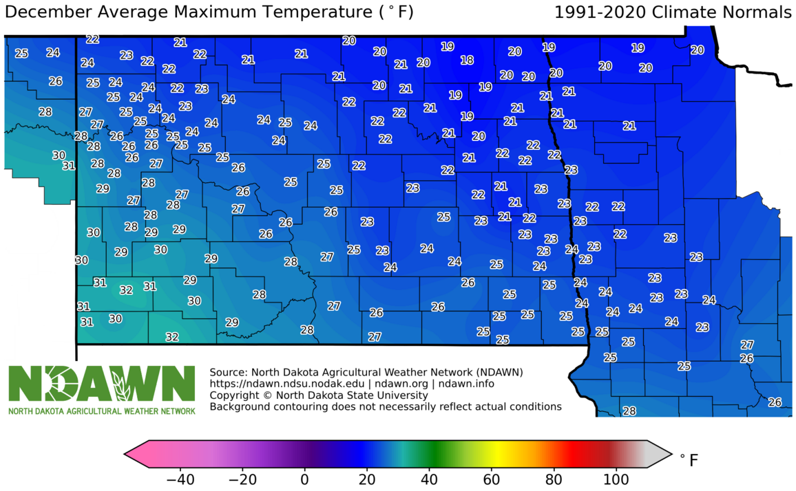 1990-2020 December Normal Maximum Temperature