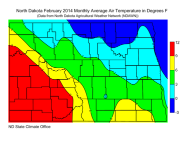 February Average Air Temperatures (F)