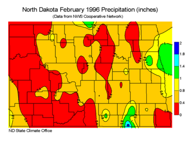 February Total Precipitation (inches)