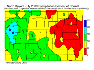 July Percent Of Normal Precipitation