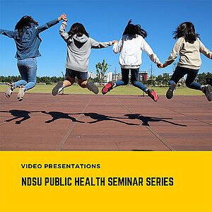 Image of kids jumping and seminar series title