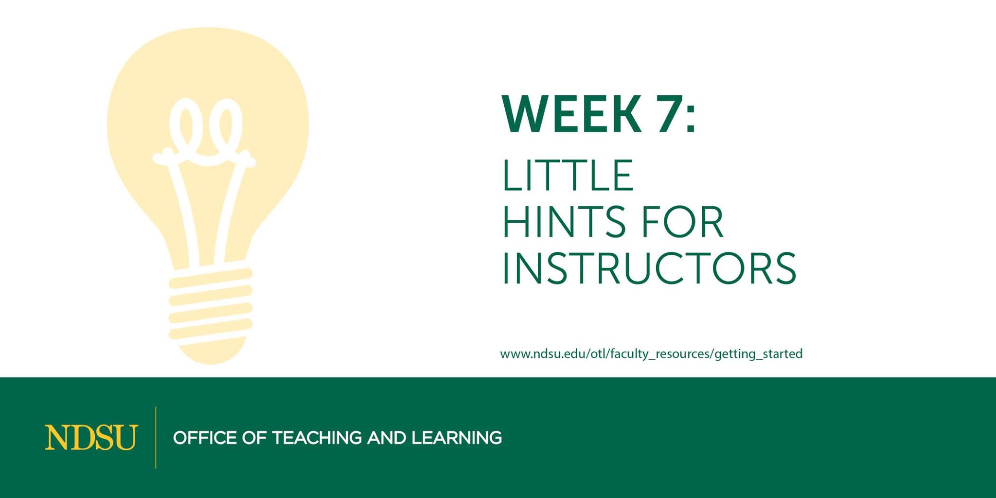 Week 7 Little Hints for Instructors