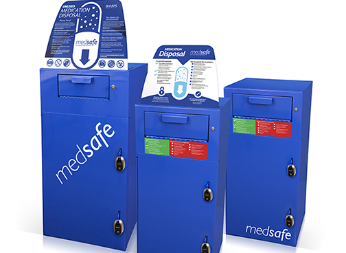 Photo of medSafe prescription drug disposal box